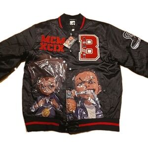 The Boondocks Olympians Black Varsity Satin Jacket Size Large